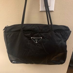 Prada Auth Sleek Black Tote w Shoulder Straps